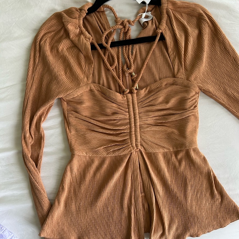 Jonathan Simkhai Camel Ruched Blouse